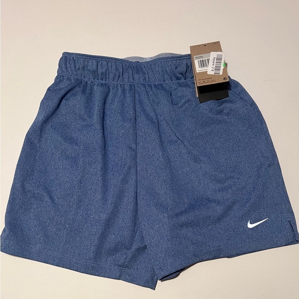NWT NIKE Women's Large Running Yoga Shorts Blue with Draw String (F2)